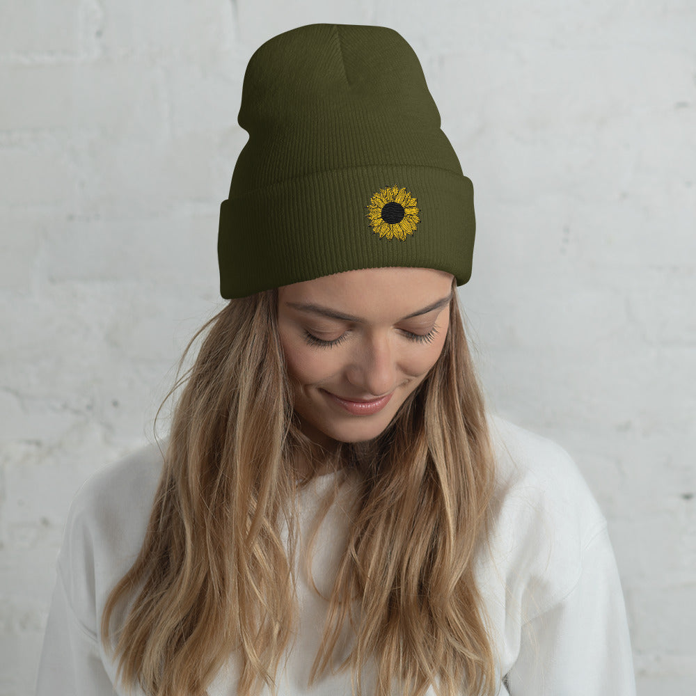 L&L Sunflower Cuffed Beanie