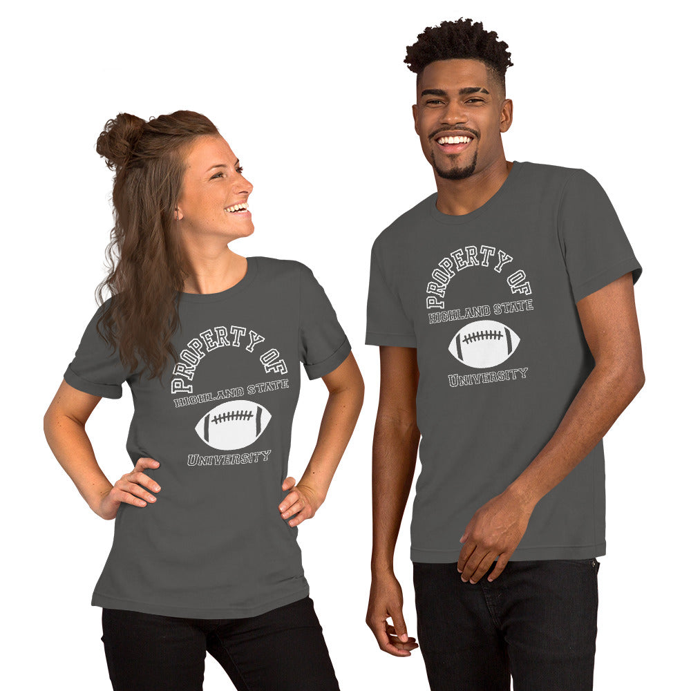 Maggie Rawdon's Highland State University t-shirt