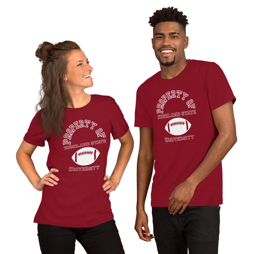 Maggie Rawdon's Highland State University t-shirt