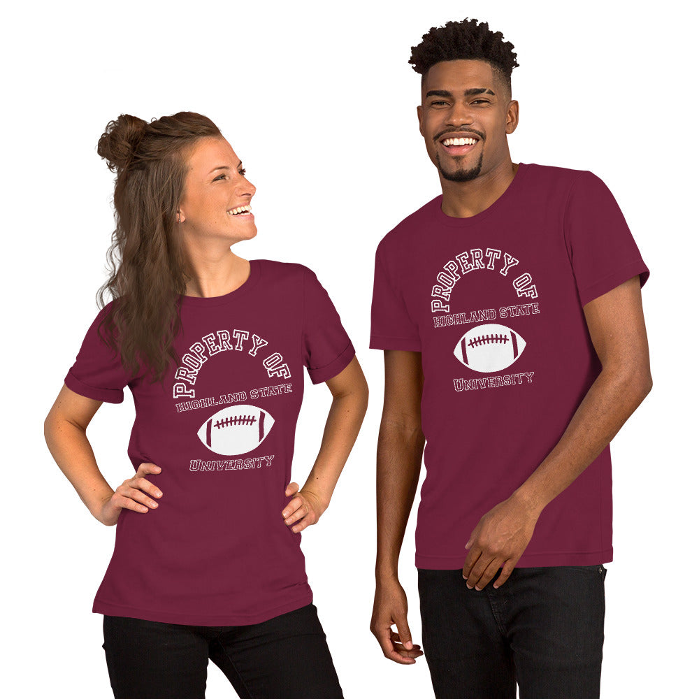 Maggie Rawdon's Highland State University t-shirt