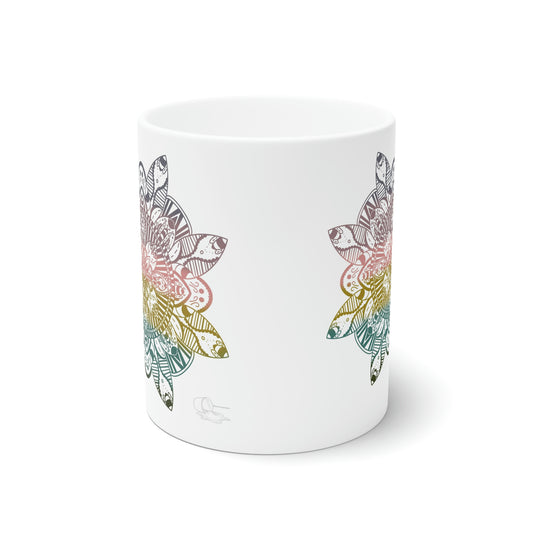 Bee-z Mandala White Ceramic Mug, 11oz and 15oz
