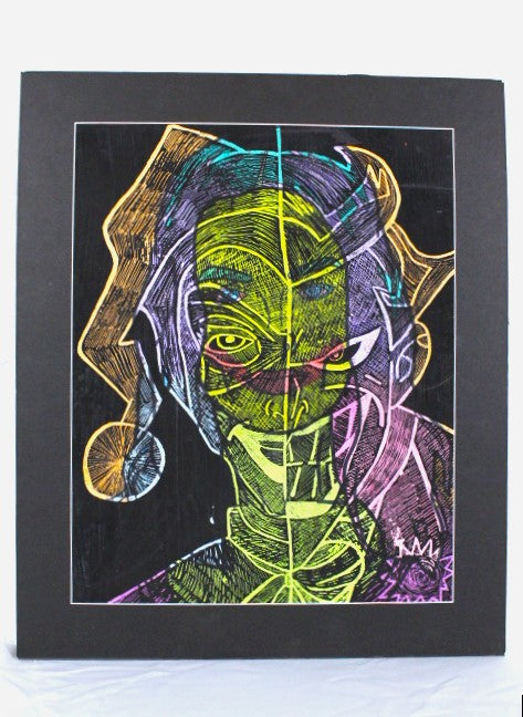 Two-Faced - 16x20 Illusion Scratch Framed Scratch Art