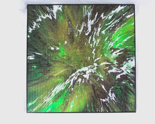 Green Galaxy - 12x12 Abstract Acrylic Spin Painting