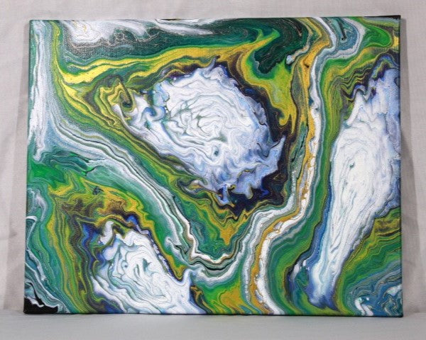 Worlds Collide - 16x20 Abstract Acrylic Triple Ring Pour Painting