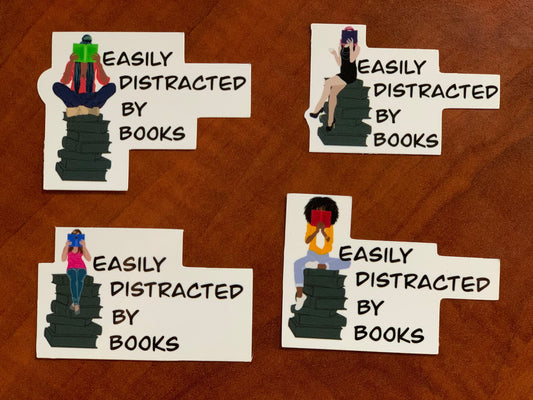 Distracted by Books Sticker